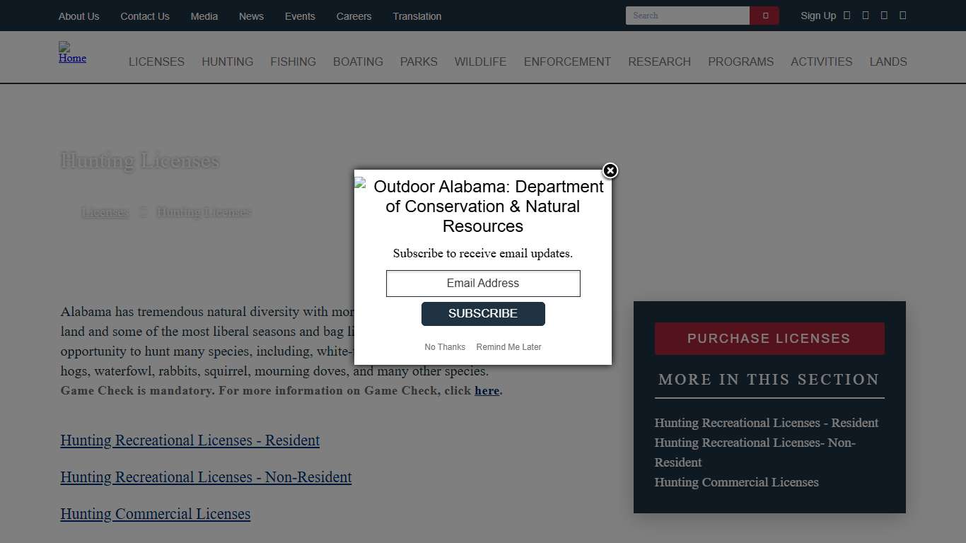 Hunting Licenses Outdoor Alabama