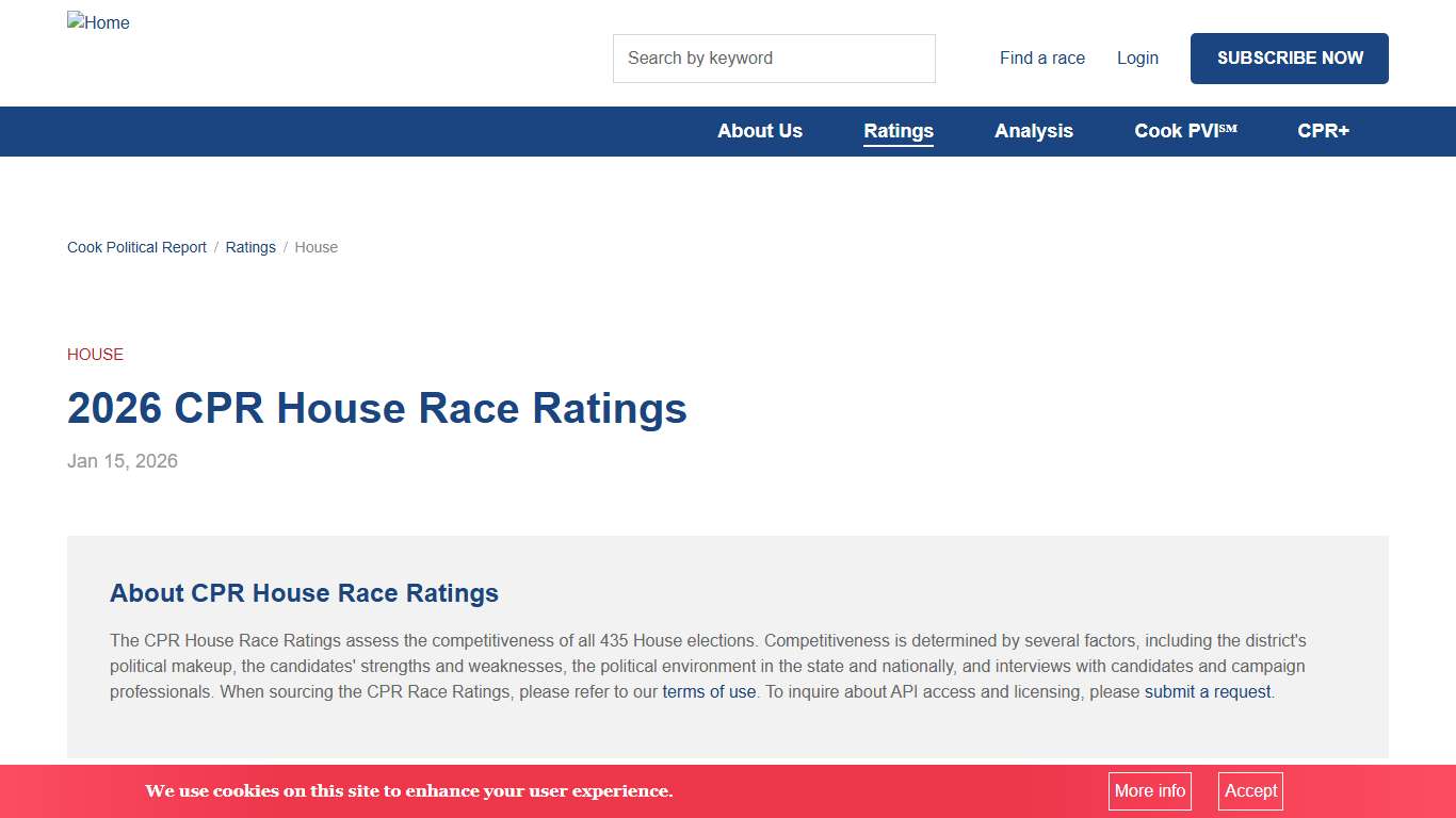 2026 CPR House Race ratings Cook Political Report